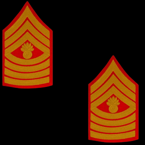 US Marine Corps Chevron E-2 TO E-9 REGULATION GOLD EMBROIDERED ON RED PATCH MALE - Picture 32 of 33