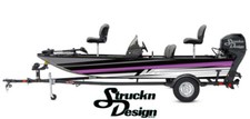 Angled White Purple Gray Lines Black  Graphic Wrap Boat Fish Decal US Vinyl