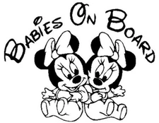 19 CM x 13 CM Approx Funny Car Sticker Babies On Board D1 Vinyl Black