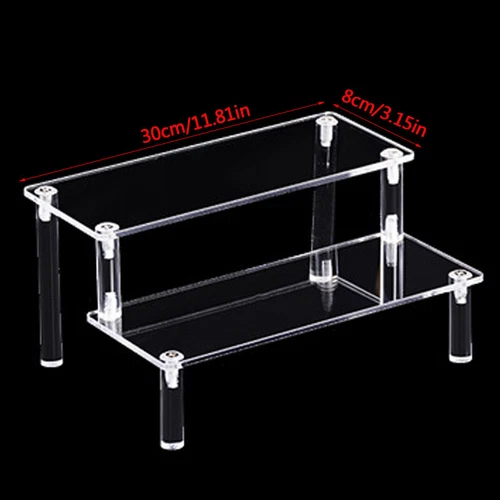 1/3/4 Tiers Transparent Acrylic Display Shelf Counter Riser Stand Rack Shelves - Picture 18 of 20