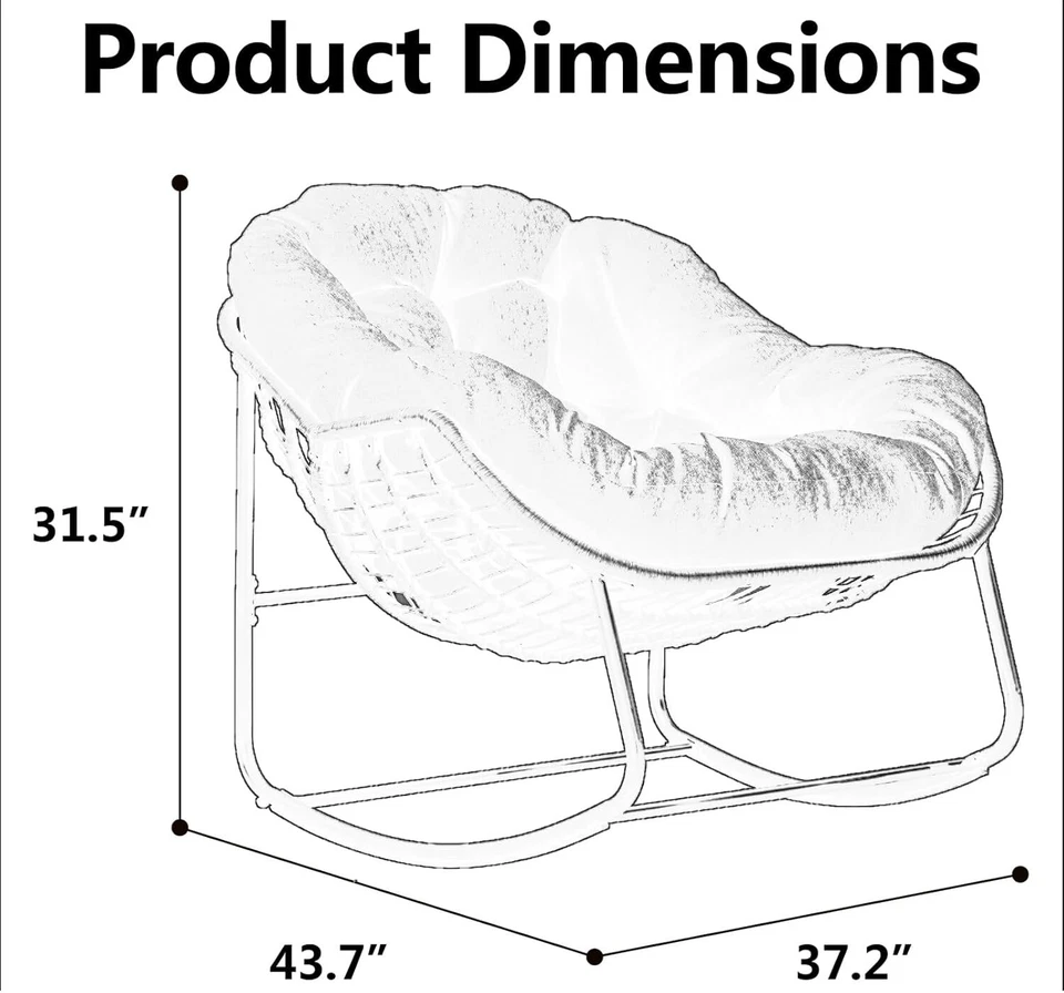 Silla Papasan de gran tamaño con cojín y marco mecedora de huevos para patio al aire libre Foto 2 de 4