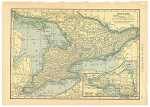 1908 Vintage Atlas Map Page - Manitoba on one side and Ontario on the other side