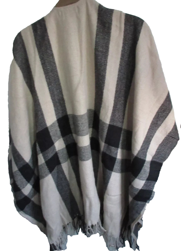 NEW NO TAG Banana Republic Cashmere blend Wrap Erin Plaid Black/Tan One Size LB - Picture 3 of 9