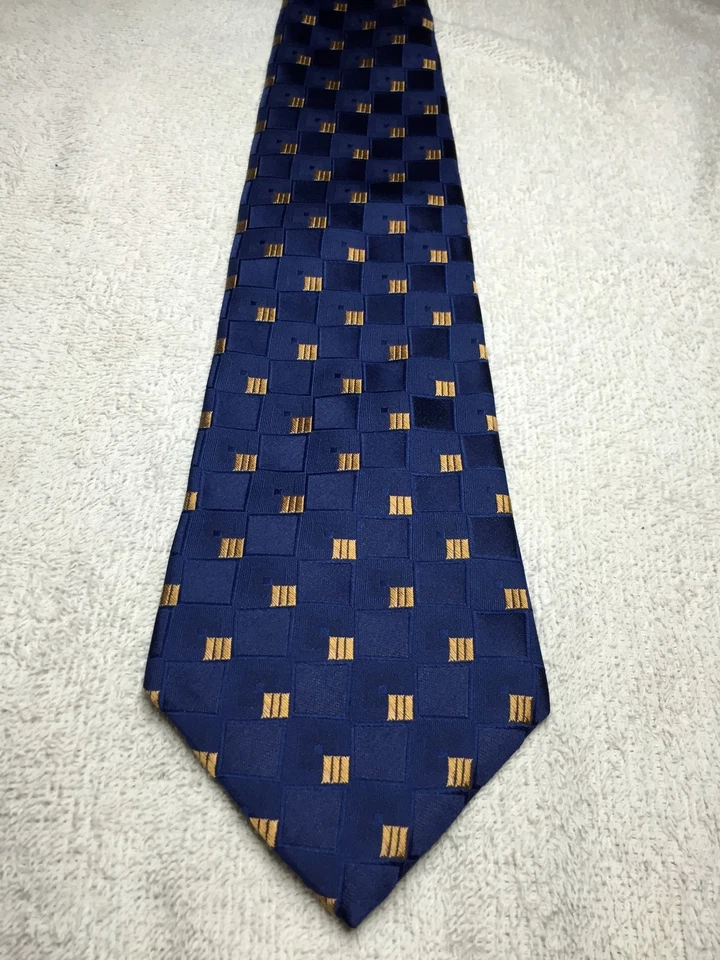 HAGGAR CORBATA HOMBRE AZUL CON DISEÑO AMARILLO 4 X 61 Foto 2 de 4