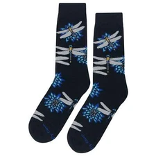 NWT Lotus Dragonfly Dress Socks Novelty Men 8-12 Black Crazy Fun Sockfly