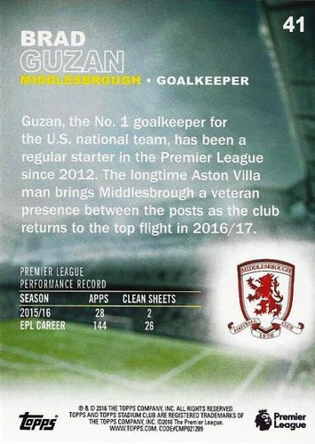 2016-17 Topps Stadium Club Premier League Base Common Gold Parallel (26-50) - Picture 26 of 36