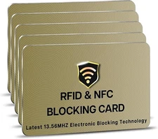 RFID Blocking Card 1/5 Pack, Contactless NFC Credit Card ID Protection Safe Bank