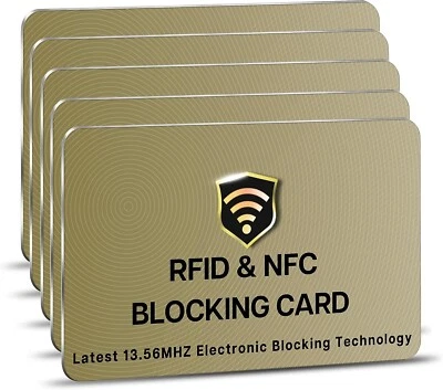 BRANDED RFID Blocking Card 1/5 Pack, Contactless NFC Credit Card ID Protection Safe Bank