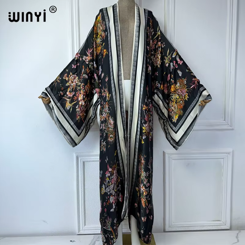 Bohemian Kimono Kaftan Beachwear Cardigan Sexy Evening Dress Abaya Dubai Luxury - Picture 6 of 13