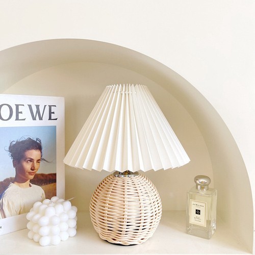 Rattan Wicker Table Lamp Light Lampshade LED Bulb Bedside Living Room Lighting - Bild 10 von 11