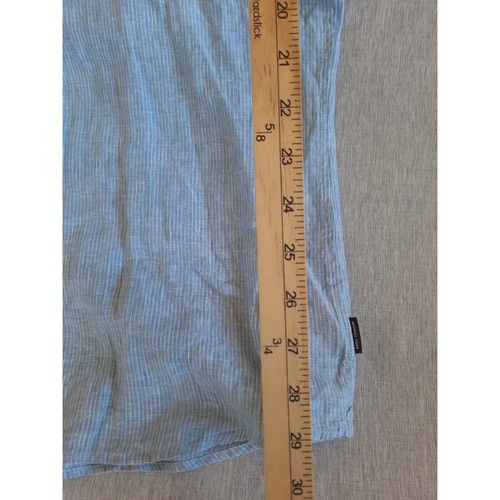 Michael Kors Men XL Pure Linen Pinstripe Slim Fit Canvas Light Blue Button Shirt - Picture 6 of 8