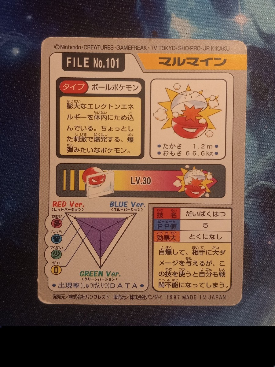 Electrode File 101 Pokemon Bandai Carddass Pocket Monsters 1997