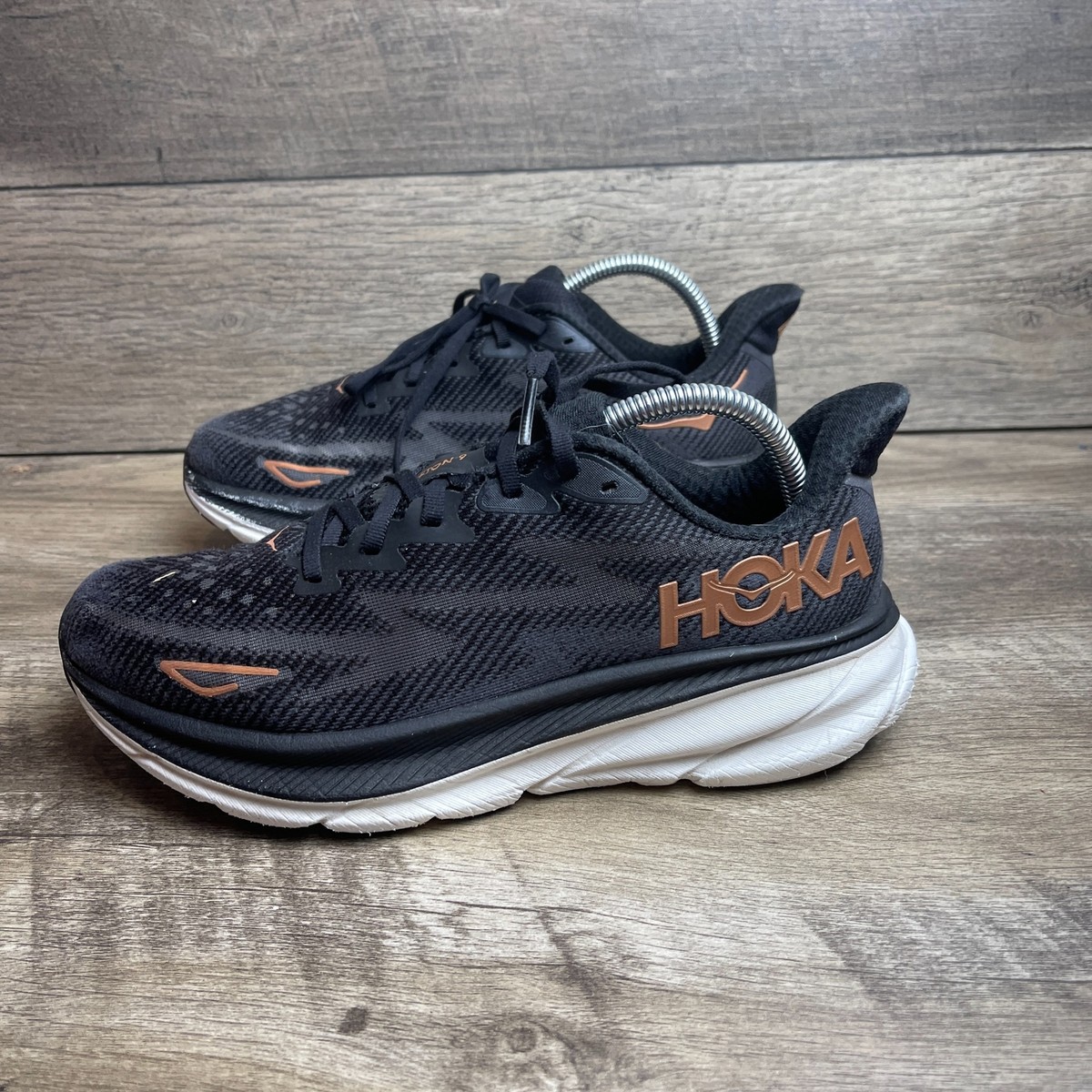 Hoka One One Women’s 7.5 B Clifton 9 1127896 BWHT Black Running Shoes Sneakers Women main image 3