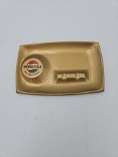 PEPSI Vintage Ashtray 5.5 Inch x 3.5 Inch Metallic Gold Finish USED Great Cond