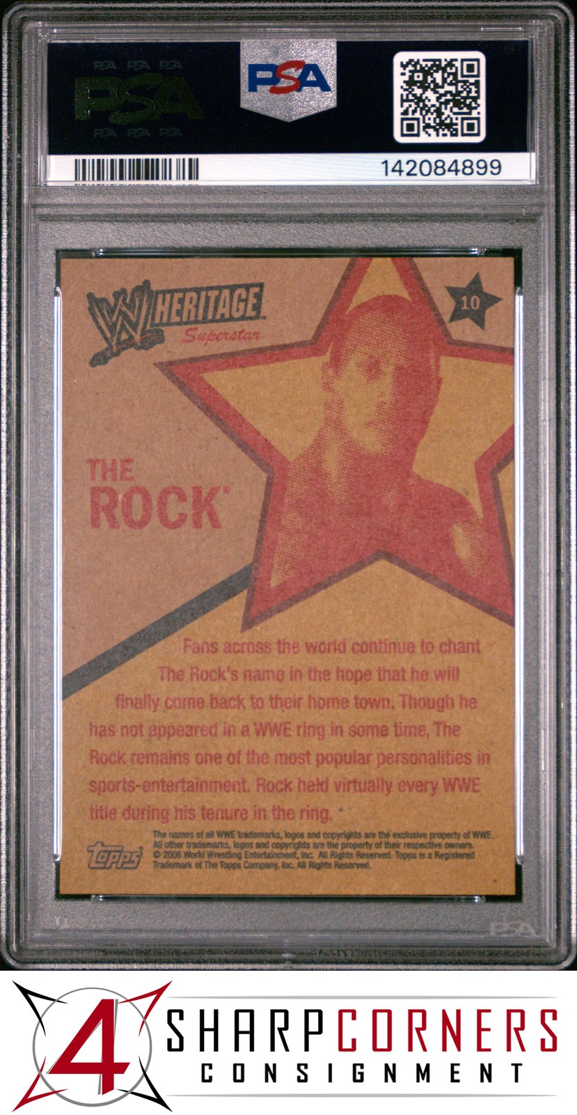 2006 TOPPS WWE HERITAGE II #10 DWAYNE THE ROCK JOHNSON POP 6 PSA 10 view 2