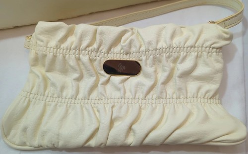 JM Collection White Ruffle Large Purse and Matching Handbag Set Cream Color - Picture 4 of 16