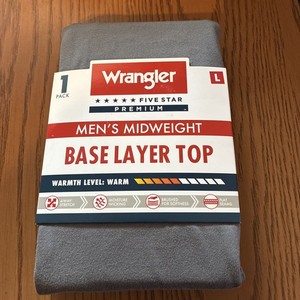 Wrangler Five Star Premium Men's Thermal Base Layer Top Gray  Large Long Sleeve