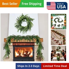 N&T NIETING 1 Pack Artificial Eucalyptus Garland with Lights, 6FT 1, Green