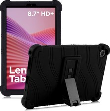Soft Silicone Tablet Case with Kickstand, Black for Lenovo Tab One 8.7 inch 2025