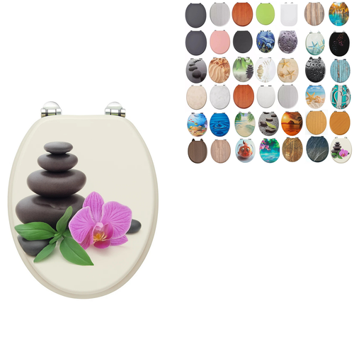 18" UNIVERSAL BATHROOM MDF WC TOILET SEAT NOVELTY EASY FIT +FITTINGS WOODEN W/C - Picture 279 of 456