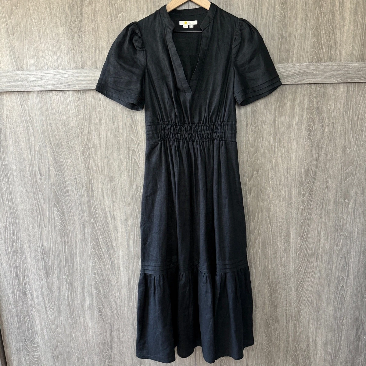 boden black linen dress Boden Women's Cross-Back Linen Blend Dress in Black