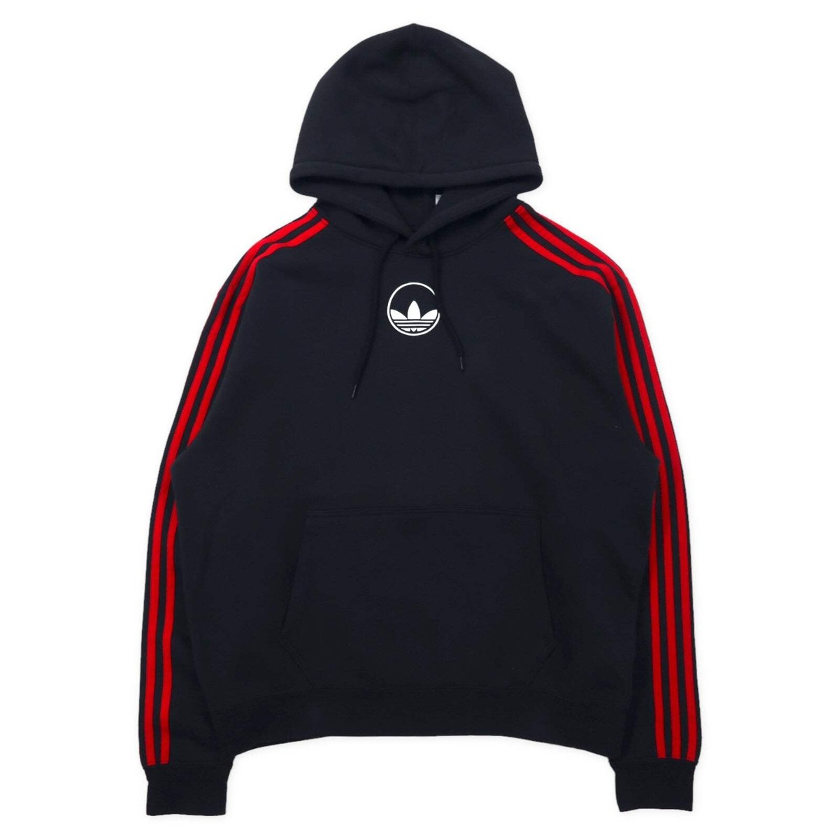 adidas originals Striped Circle Hoodie 2XL Black Cotton Trefoil