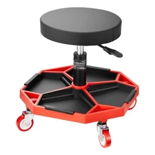 Rolling Mechanic Stool Adjustable Garage Seat 300 lbs Load with Wheels