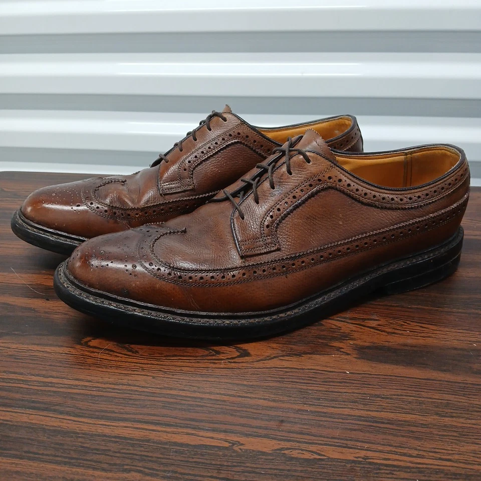 Zapatos Oxford Florsheim Calidad Imperial Cuero Marrón Punta de Ala Brogue De Colección Talla 10 D Foto 2 de 4