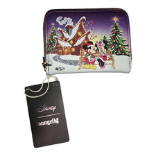 Disney Loungefly Purple Multicolor Small Wallet Mickey  Minnie Mouse Christmas