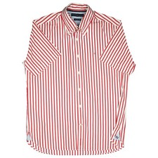 Tommy Hilfiger M shirt red white striped men's short sleeve casual summer