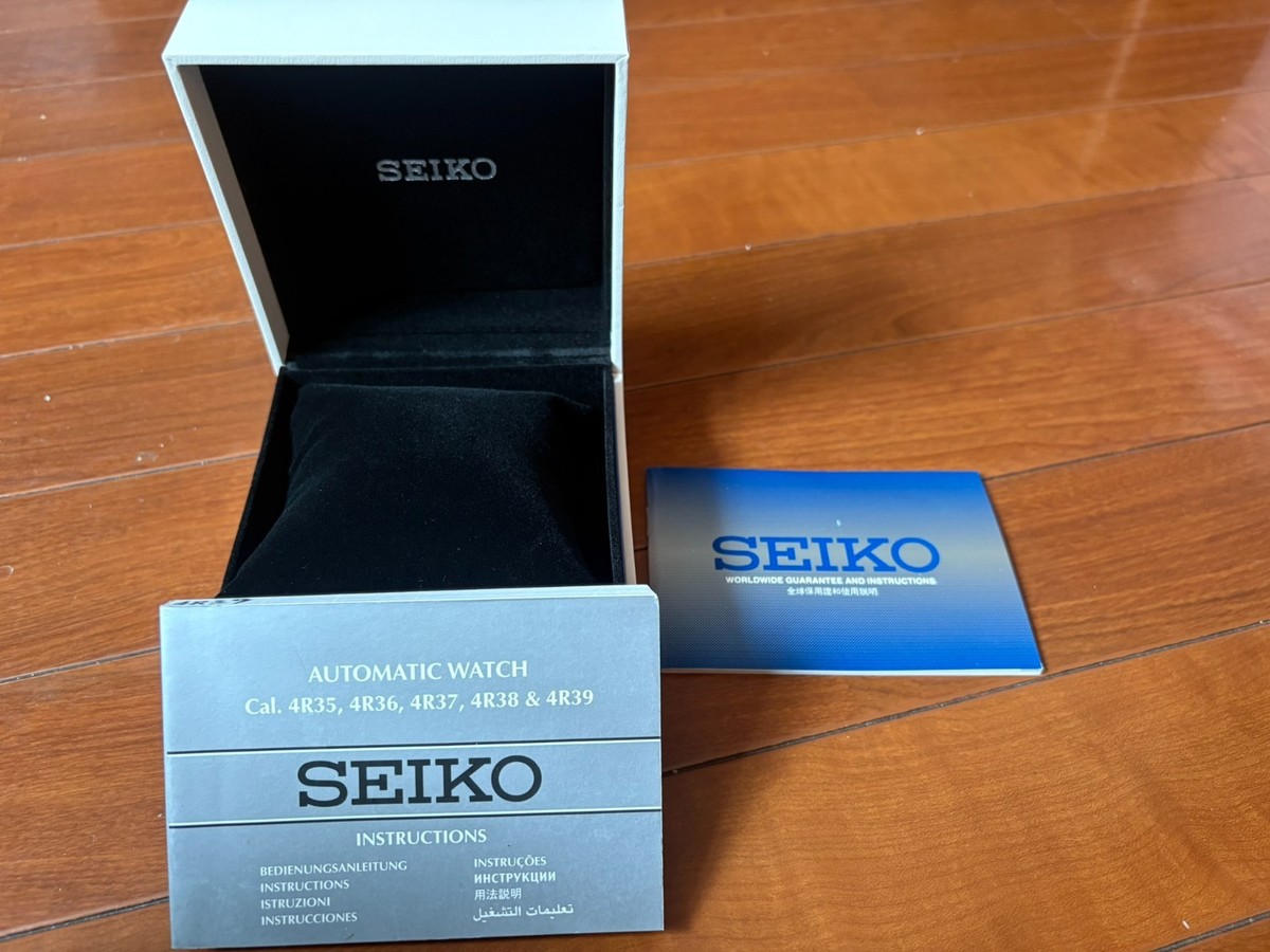 SEIKO Empty Watch Box w/ warranty card booklet automatic cal. 4R35
