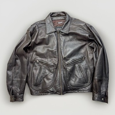 Vintage Wilsons Leather Bomber Jacket Mens L Thinsulate Lined Brown Bomber Solid