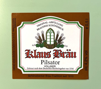 Altes Bieretikett ,  KLAUS-BRÄU  + 1992 , Schönebeck  , Sachsen-Anhalt #752 B#