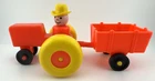 VINTAGE Fisher Price Little People Farmer, Tractor & Cart
