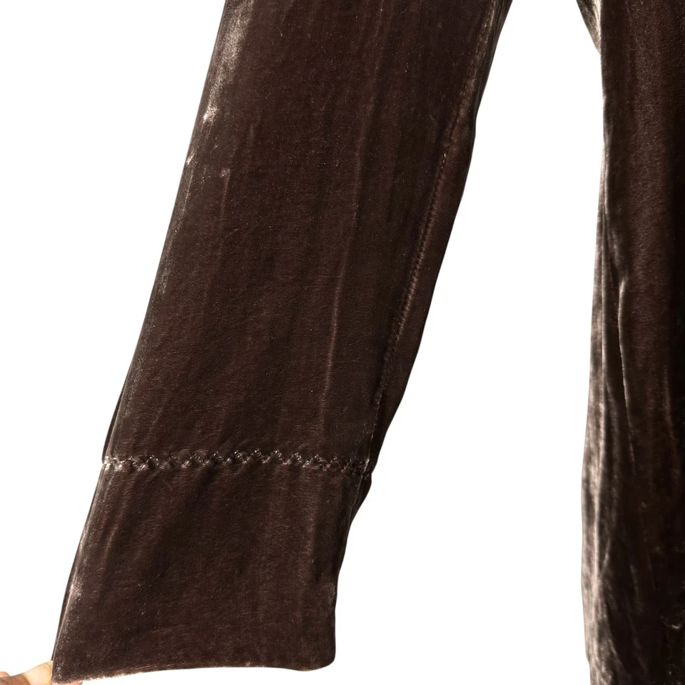 Coldwater Creek 16 Marrón Terciopelo Plumero Botón Chaqueta Cuello Abrigo Poeta Artístico Foto 4 de 4