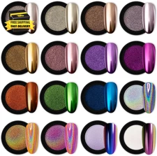 16 Jars Chrome Nail Powder Nail Art Fimo Striping Tape Lines Decoration Metallic