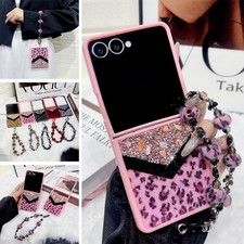 For Samsung Galaxy Z Flip 7FE/7/6/5/4/3 Leopard Patterned Glitter Diamond Case