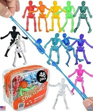 48 Stretchy Mini Skeleton Toys - Non-Candy Halloween Favors for Kids 3 