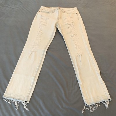 Levis 511 Jeans Mens 32x30 White Light Wash Slim Fit Stretch Distressed Denim