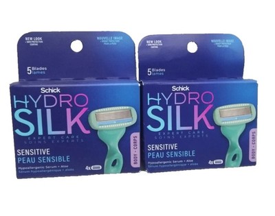 2 Pack Schick Hydro Silk Expert Care Sensitive Razor Cartridges 4 each box