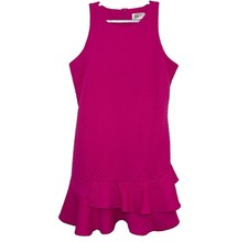 Eliza J Petite 10P Hot Pink Textured Ruffle Hem Sleeveless Sheath Dress
