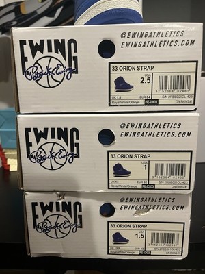 Ewing 33 Orion Strap Royal/White/Orange Kids Athletic Shoes 1 1.5 2.5