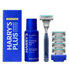 plus Shaving Kit for Men - Premium Handle, 5 Razor Blade Cartridges, Foaming Sha