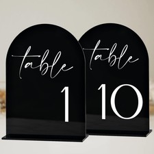 Black Arch Wedding Table Numbers 1-10 With Stands 5x7 Acrylic Signs Holders