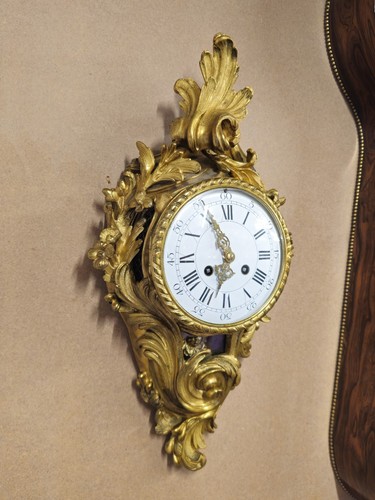 Antique Gilt Bronze Baroque Cartel Wall Clock - Picture 7 of 22