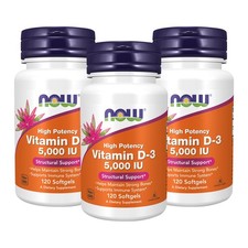 3 x NOW Foods Vitamin D-3 5000 IU 120 Softgels