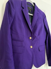 J.Crew Women s Blazer 4 Purple Schoolboy Wool Gold Buttons Lined Jacket Tailored