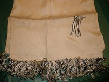 Vintage Cream Color Scarf with Initial "N" 11"x44" EUC SU158 