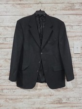 Oscar De La Renta Blazer Mens 42R Black Virgin Wool Blend Jacket Business Career