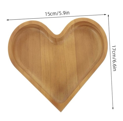 "Lindo plato de caramelo decorativo de corazón de madera de 6"" para decoración del hogar madera maciza rústico" - Imagen 3 de 4